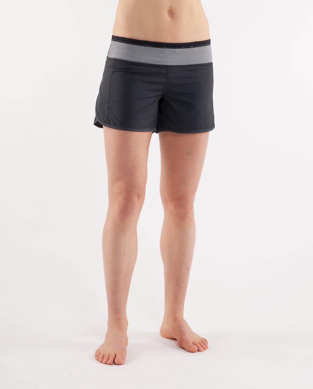 Lululemon Turbo Run Short - Black /  White Black Microstripe