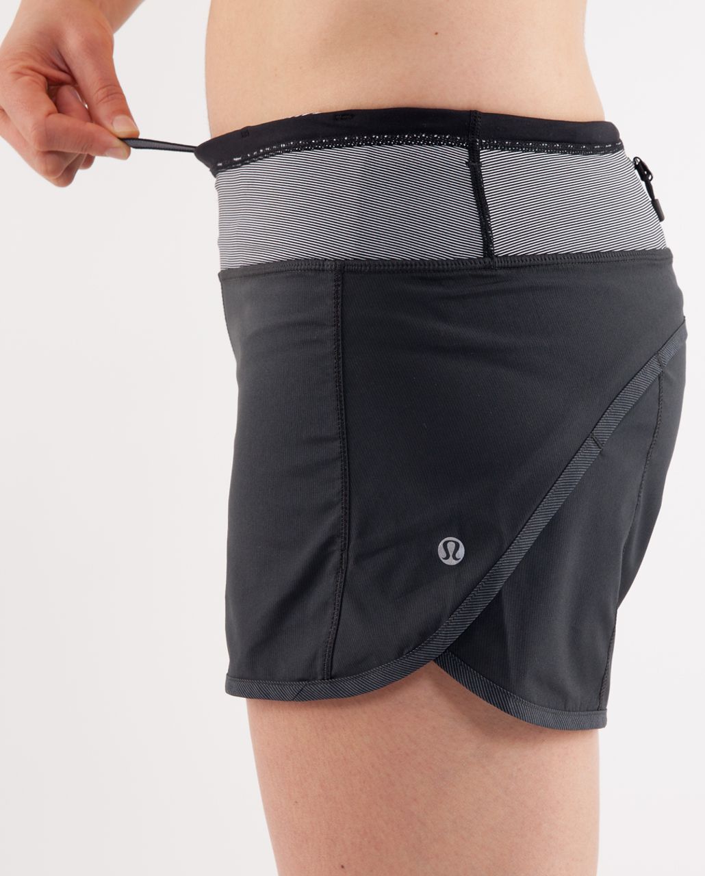 Lululemon Turbo Run Short - Black /  White Black Microstripe