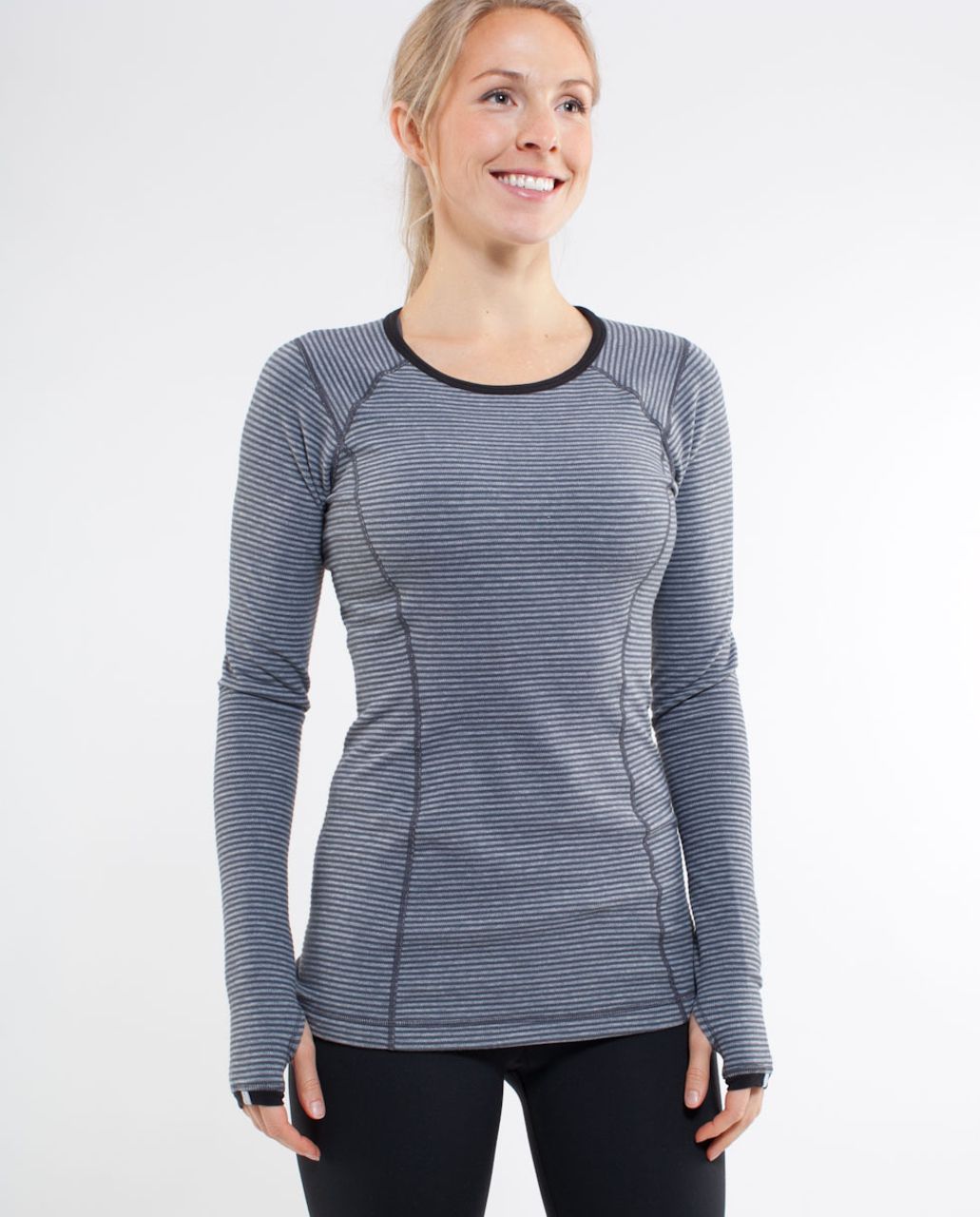 Lululemon Run:  Turn Around Long Sleeve - Deep Coal Mini Check