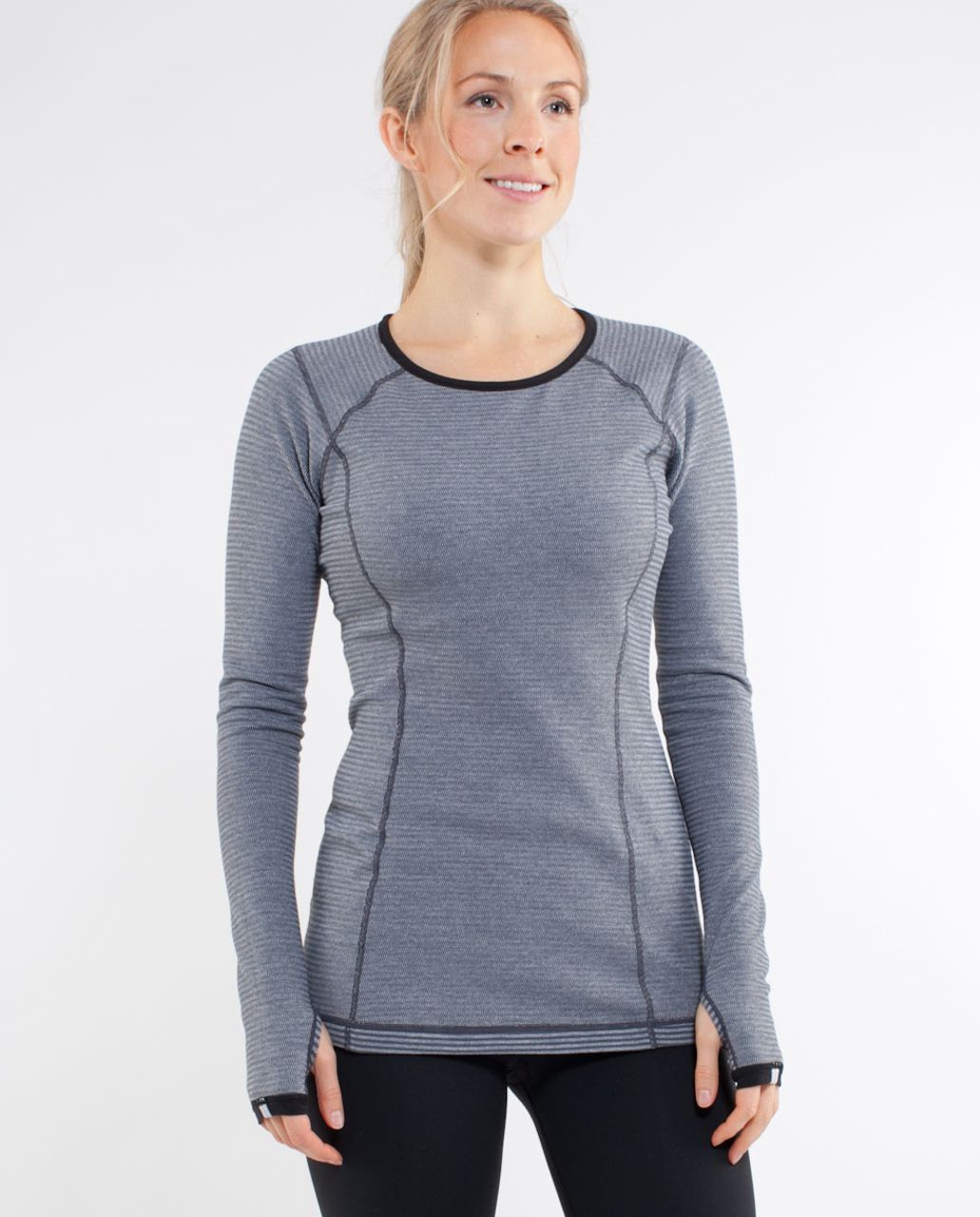 Lululemon Run:  Turn Around Long Sleeve - Deep Coal Mini Check