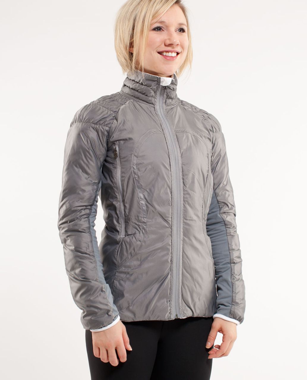 Lululemon Run:  Turn Around Jacket - White /  Grey Houndstooth