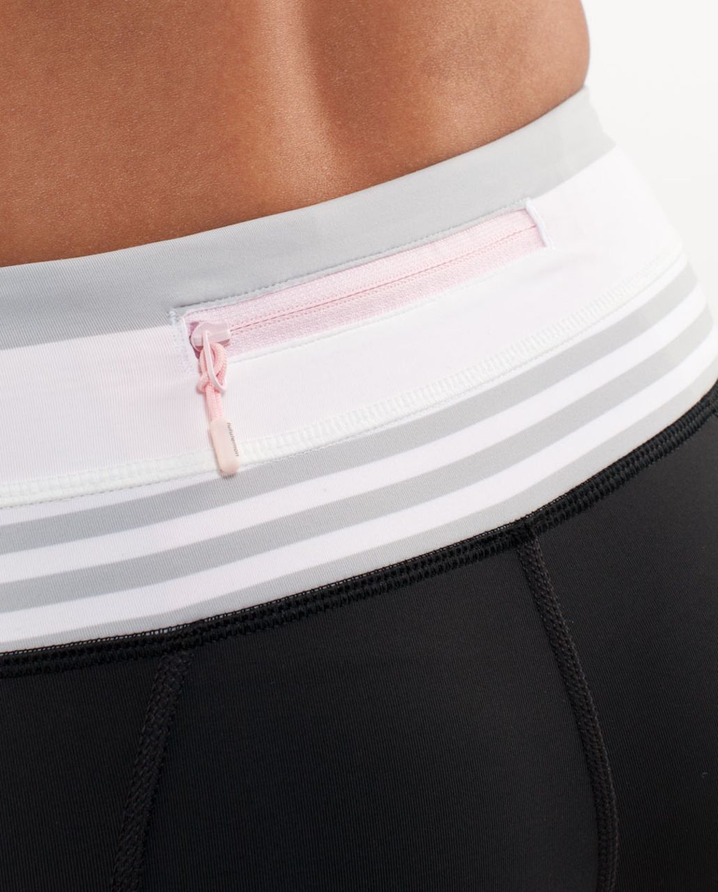 Lululemon Run:  Inspire Crop II - Deep Coal /  Silver Spoon White Bold Stripe /  Silver Spoon