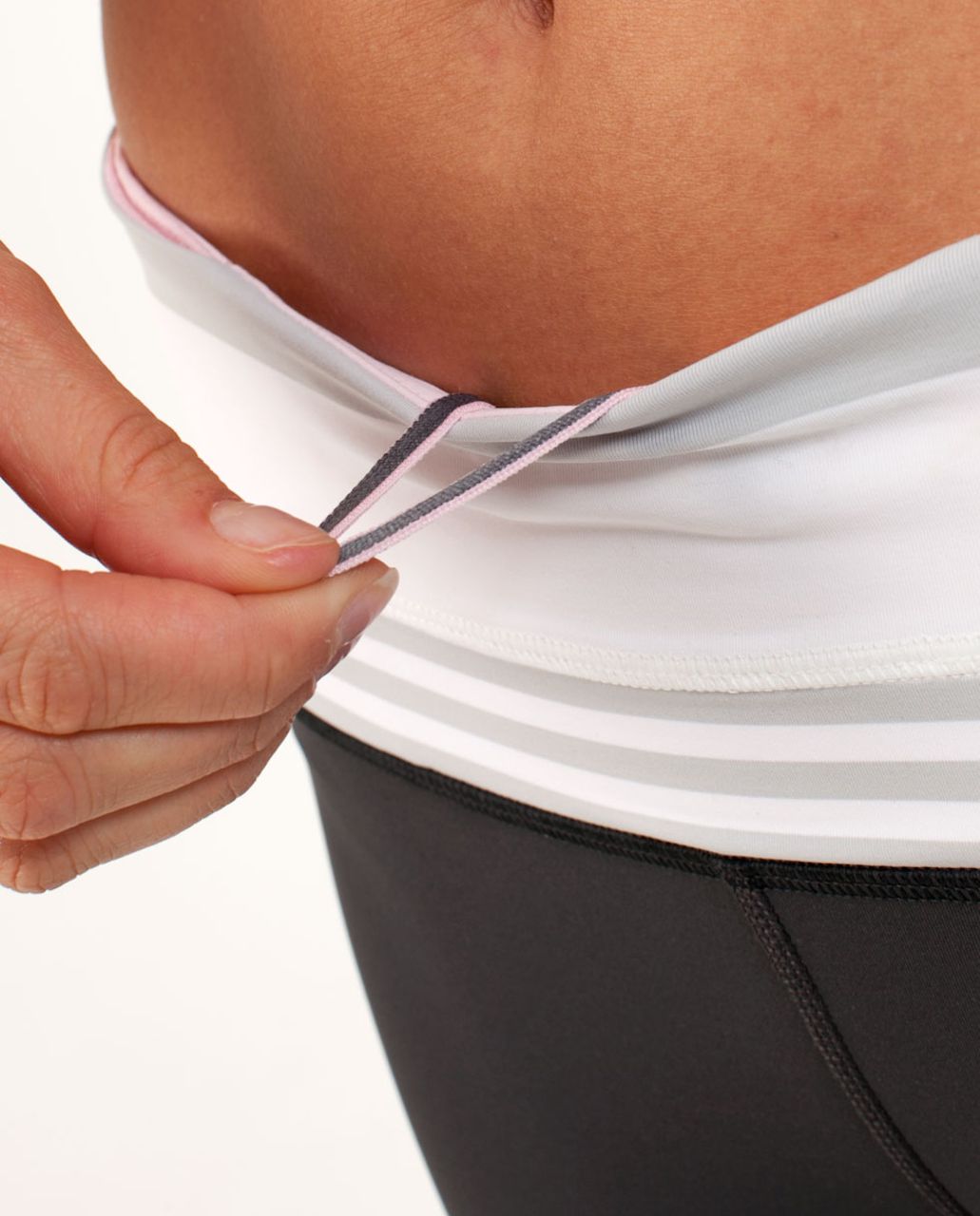 Lululemon Run:  Inspire Crop II - Deep Coal /  Silver Spoon White Bold Stripe /  Silver Spoon