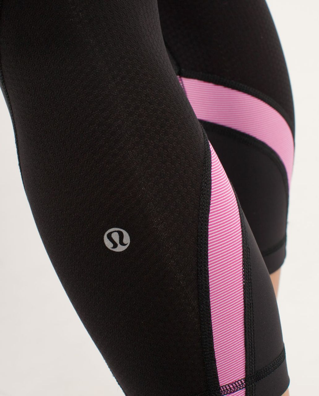 Lululemon Run: Inspire Crop II - Black / White Paris Pink Microstripe / Paris  Pink - lulu fanatics