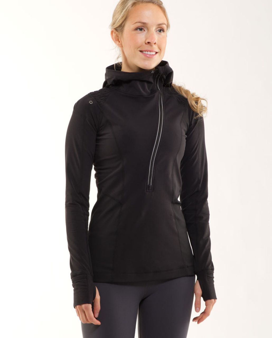 Lululemon Black Pull Over Womens Running Hoodie Sweatshirt 6