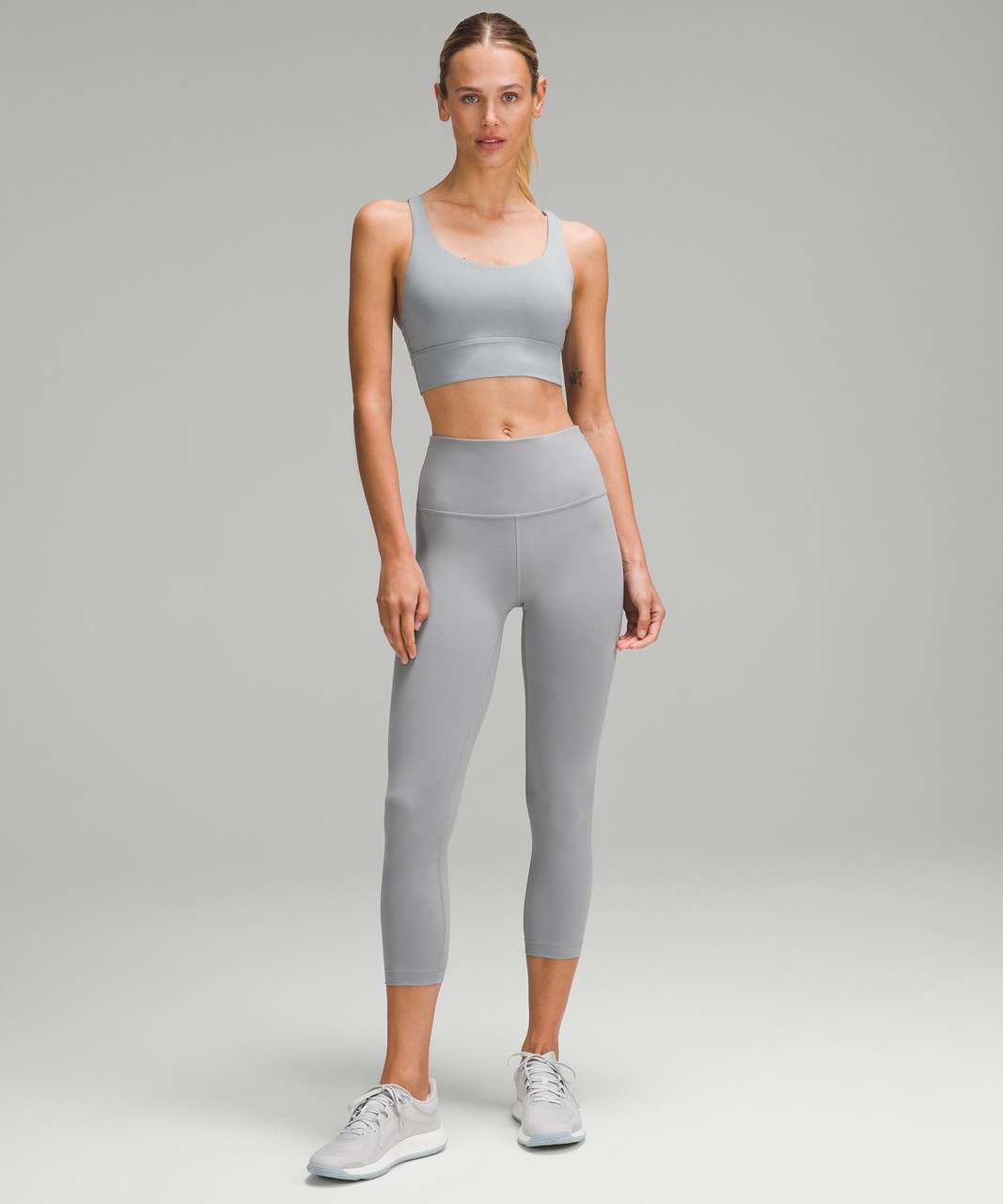 Rhino Grey WT 25” (6), Violet Verbena Energy Bra Long Line (6), and cropped  henley tank top dupe plus a pup! : r/lululemon