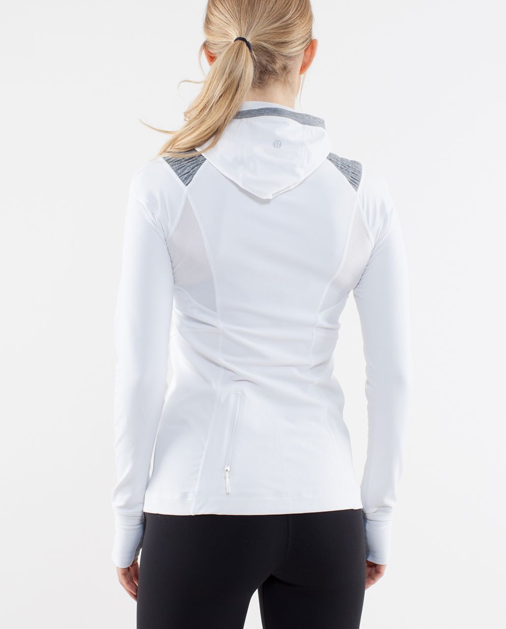 Lululemon Run:  For It Pullover - White /  Heathered Blurred Grey