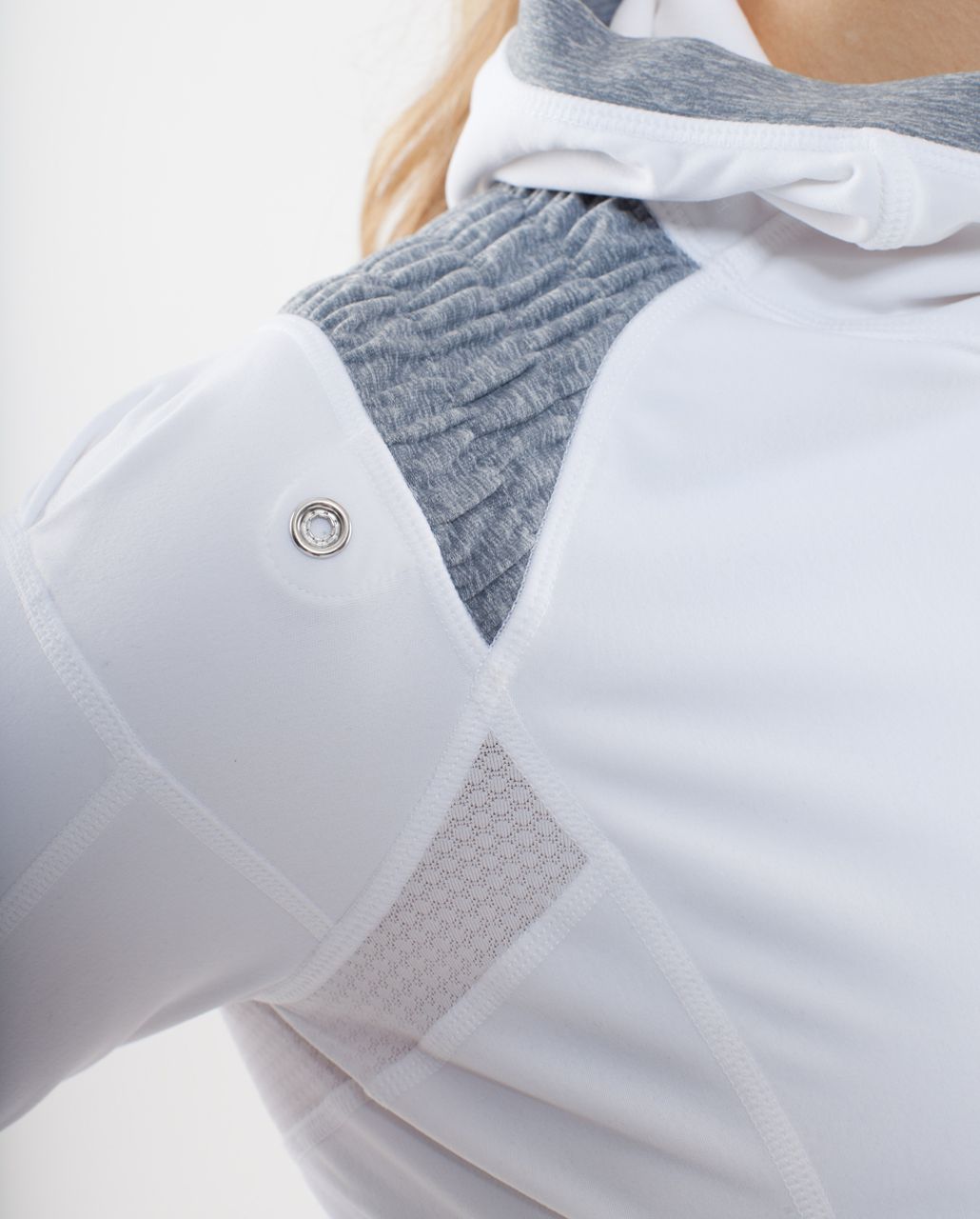 Lululemon Run:  For It Pullover - White /  Heathered Blurred Grey