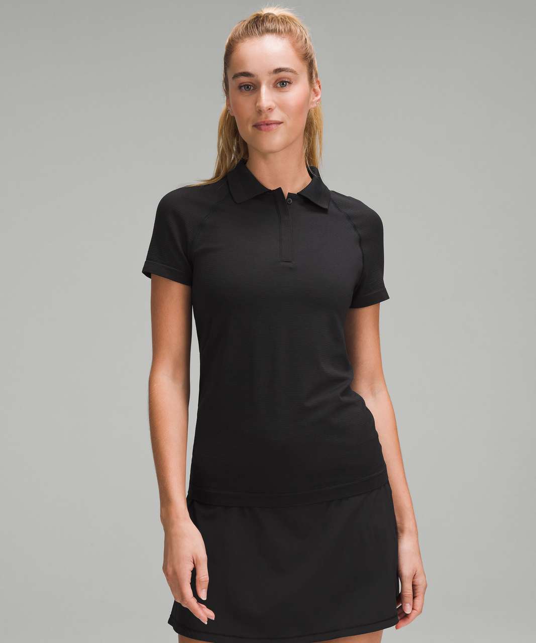 Lululemon Swiftly Tech Short-Sleeve Polo Shirt - Black / Black - lulu ...