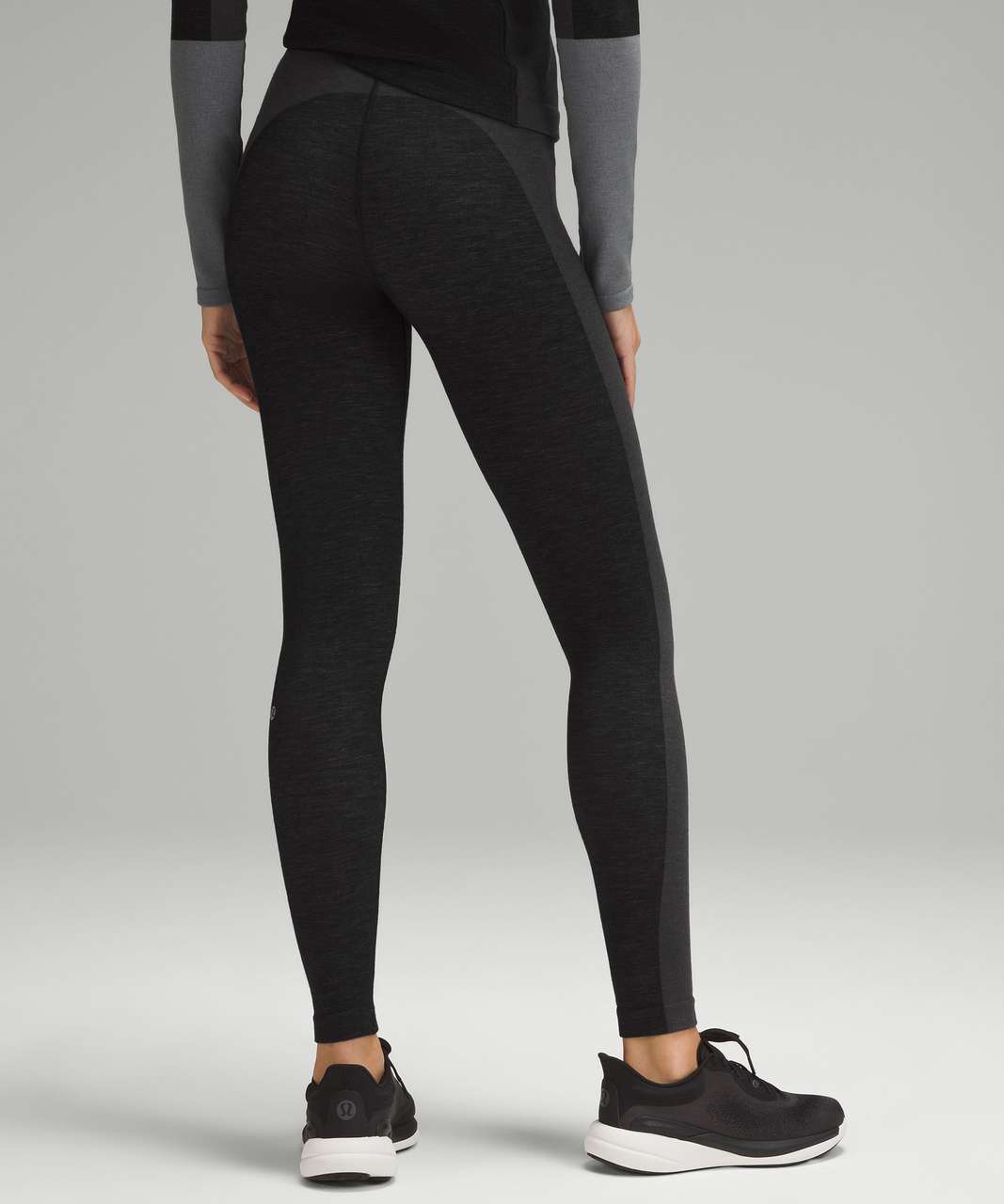 Lululemon Black Leggings Grey Color Block Size 6 High Rise Hidden