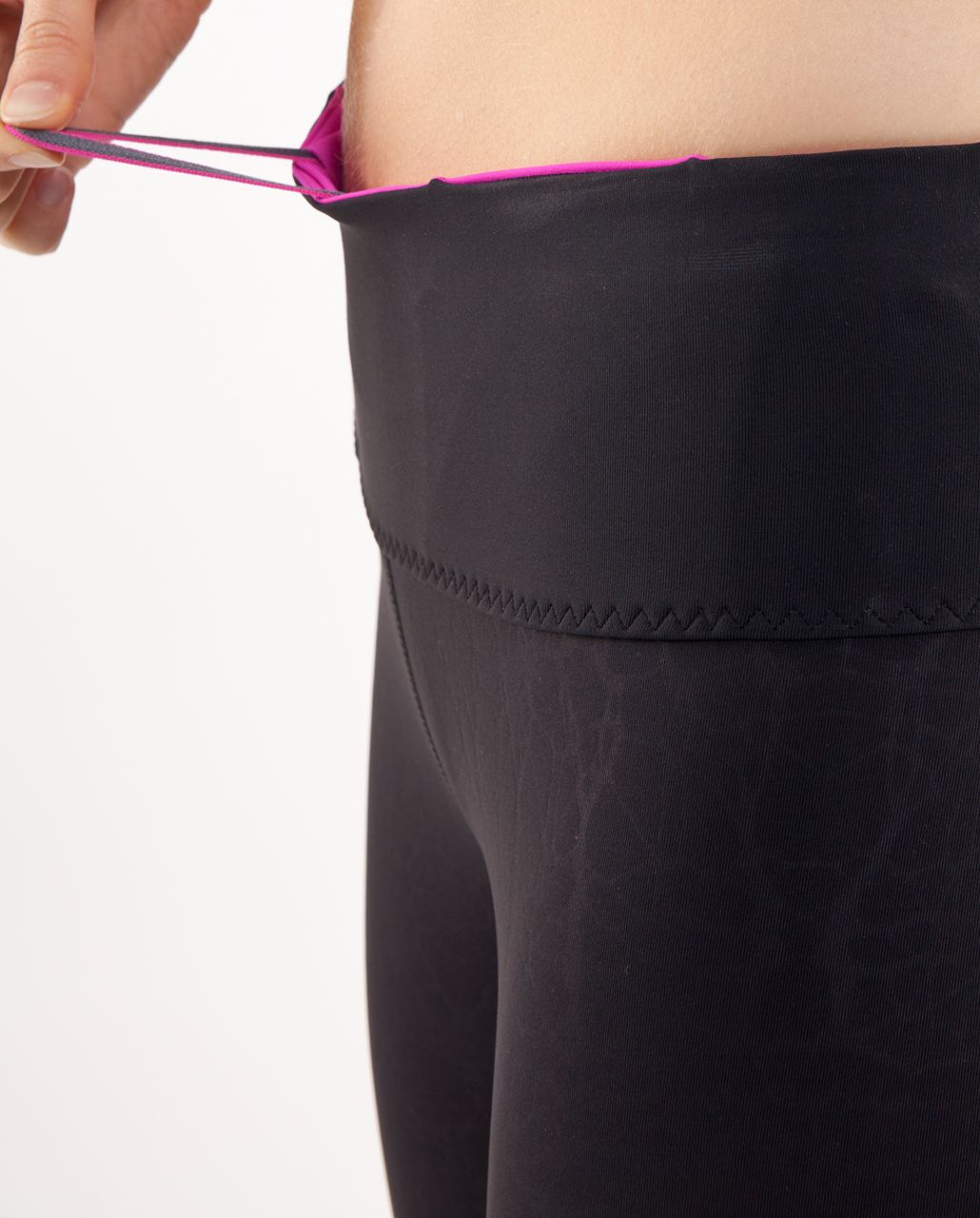 Lululemon Run:  Stay On Course Crop - Black Glacier Lace Embossed /  Black