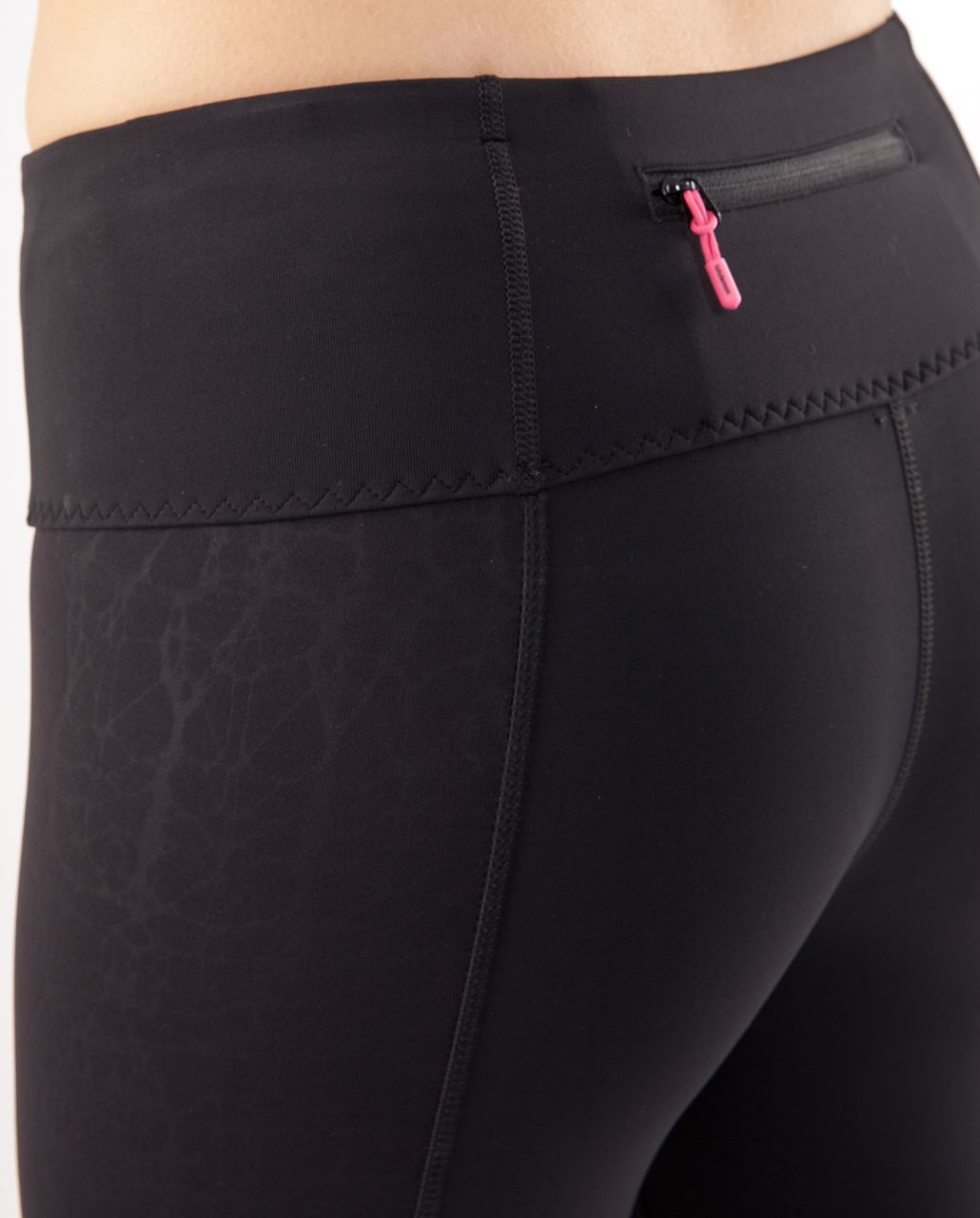 Lululemon Run:  Stay On Course Crop - Black Glacier Lace Embossed /  Black