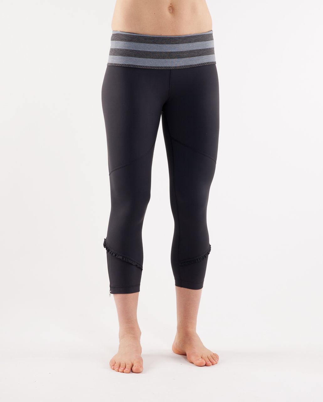 Lululemon Run:  Stay On Course Crop - Deep Coal /  Deep Coal Micro Macro Stripe