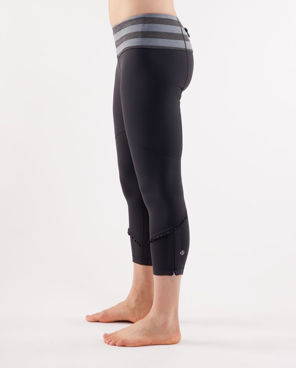 Lululemon Run:  Stay On Course Crop - Deep Coal /  Deep Coal Micro Macro Stripe