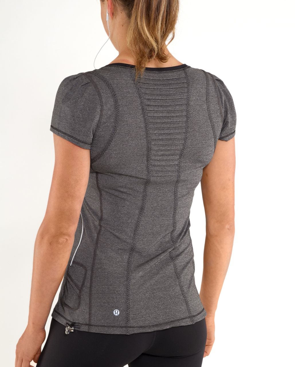 Lululemon Run:  Back On Track Short Sleeve Tech - Heathered Black