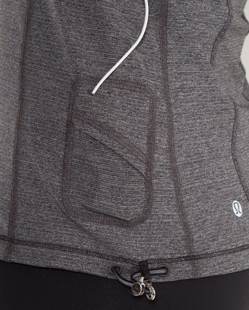 Lululemon Run:  Back On Track Short Sleeve Tech - Heathered Black