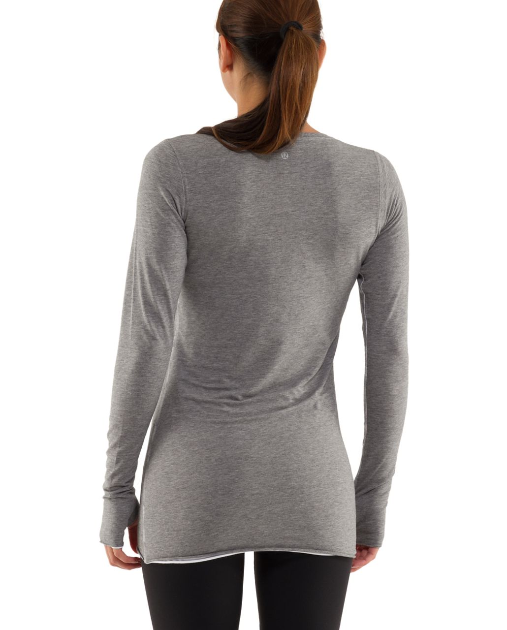 Lululemon Cabin Long Sleeve Tee II - Heathered Blurred Grey /  White