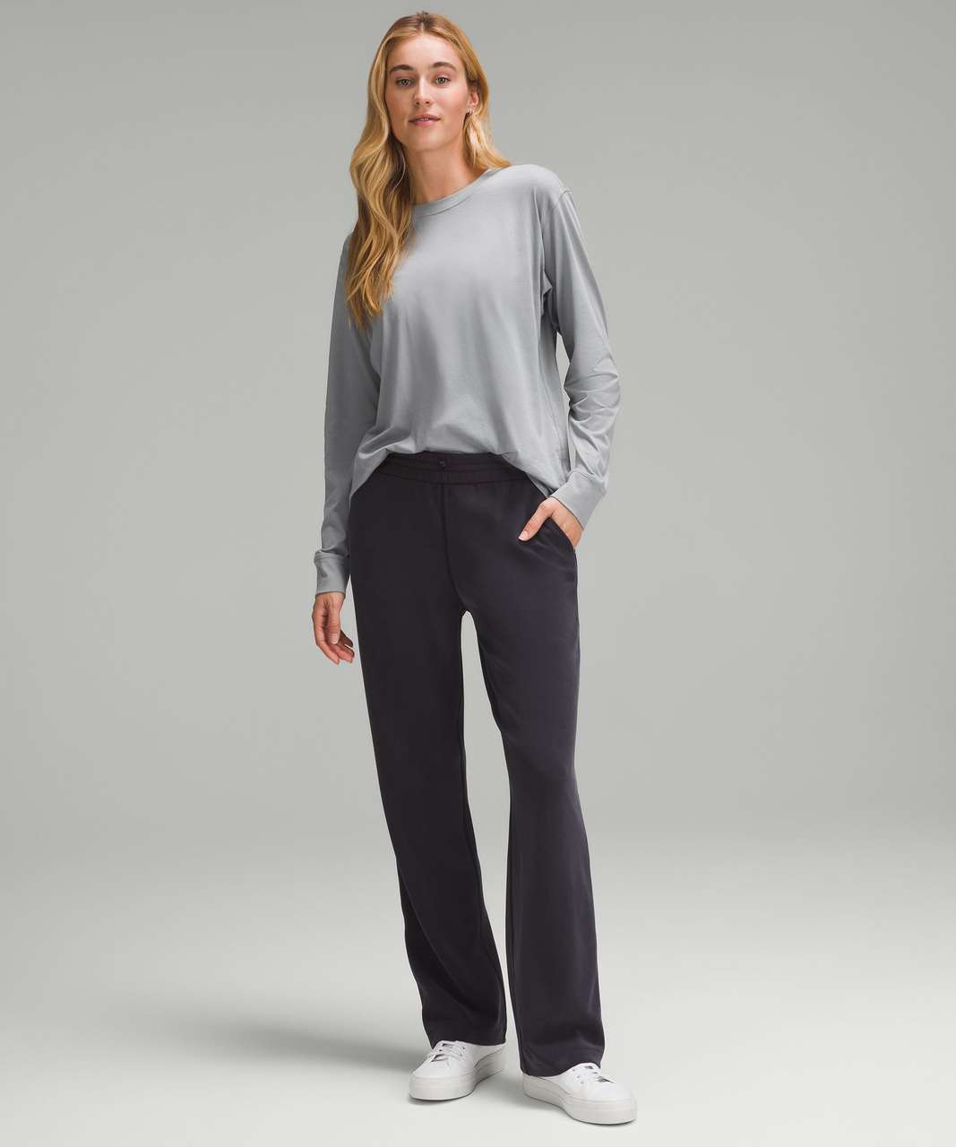 Lululemon Modal Pleated Back Long Sleeve Shirt - Graphite Grey - lulu  fanatics