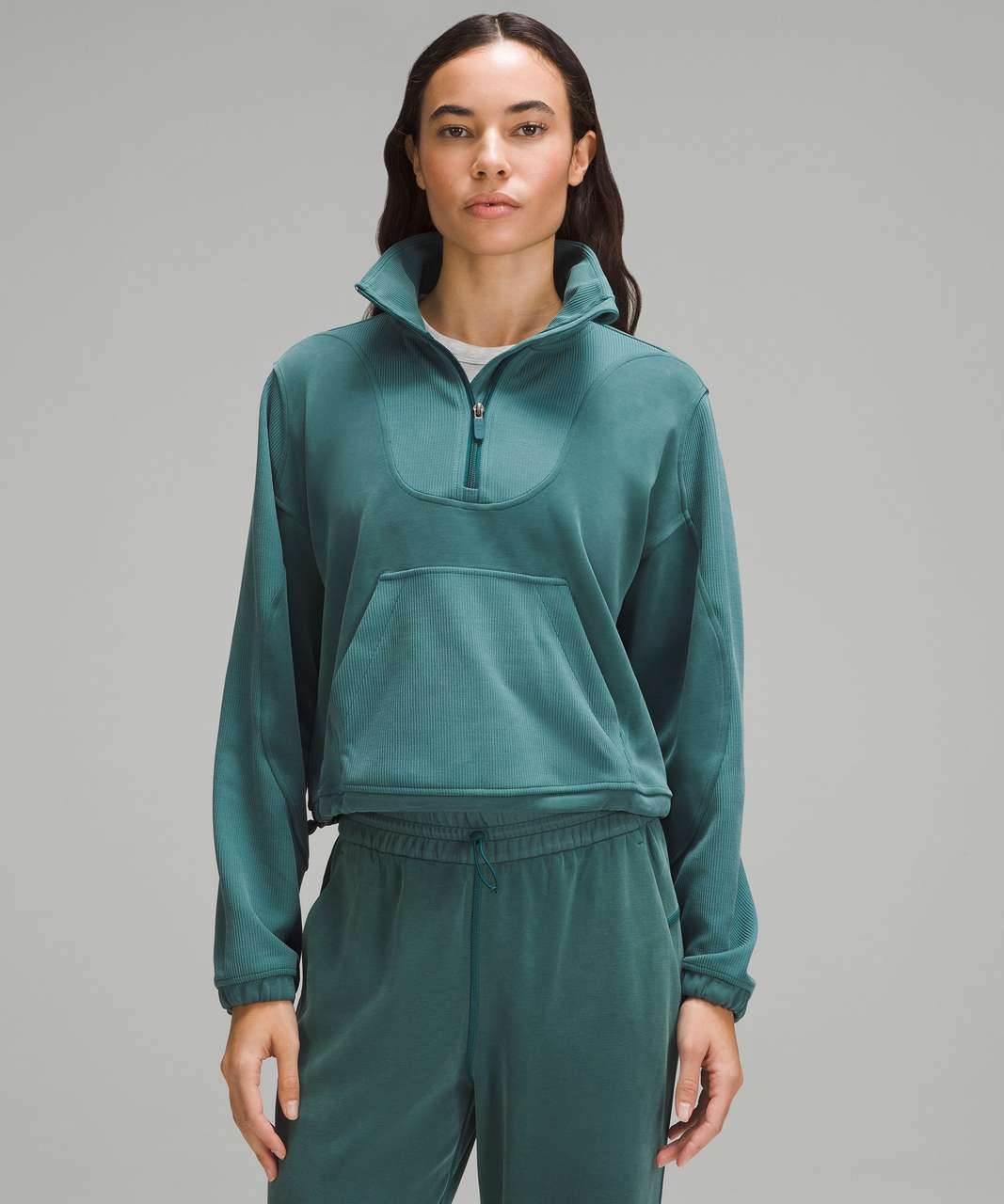 Lululemon Brushed Softstreme Ribbed Half Zip - Storm Teal