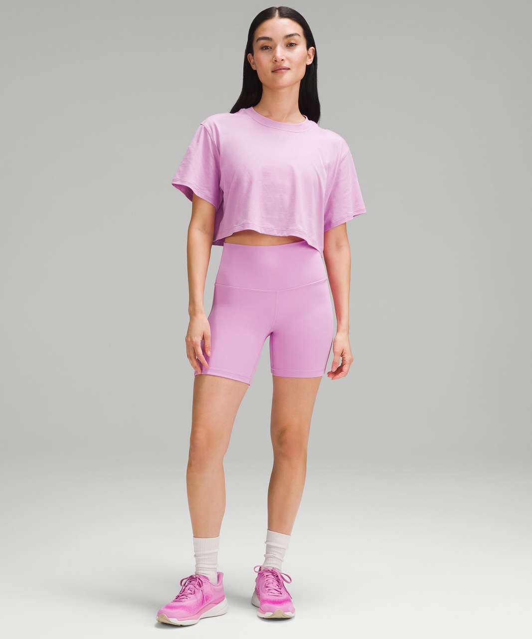 Lululemon All Yours Cropped T-Shirt - Dahlia Mauve