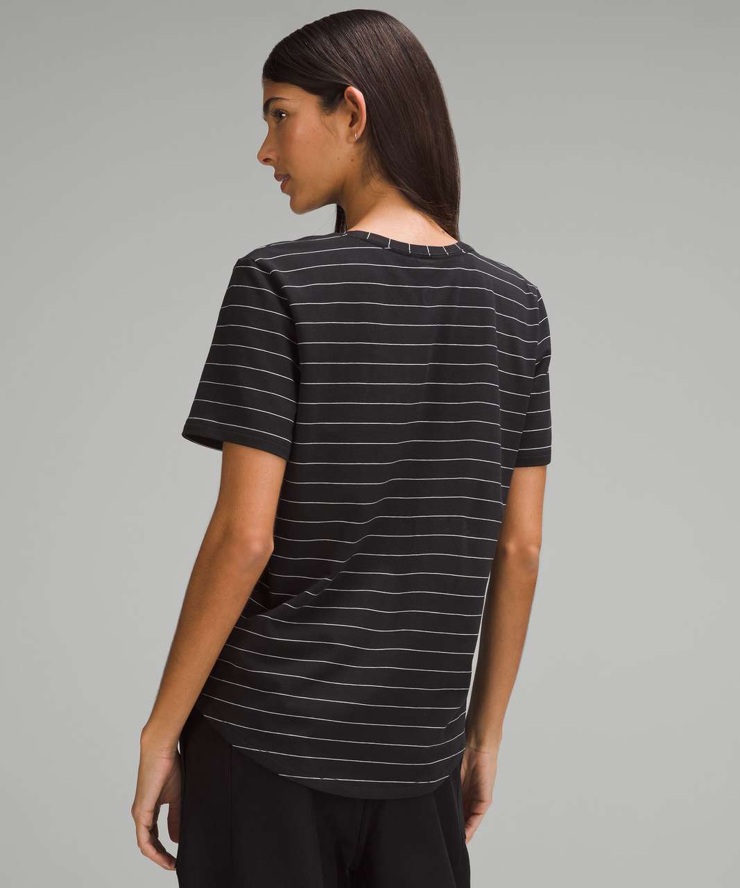 Lululemon Love V-Neck T-Shirt - Short Serve Stripe Black White