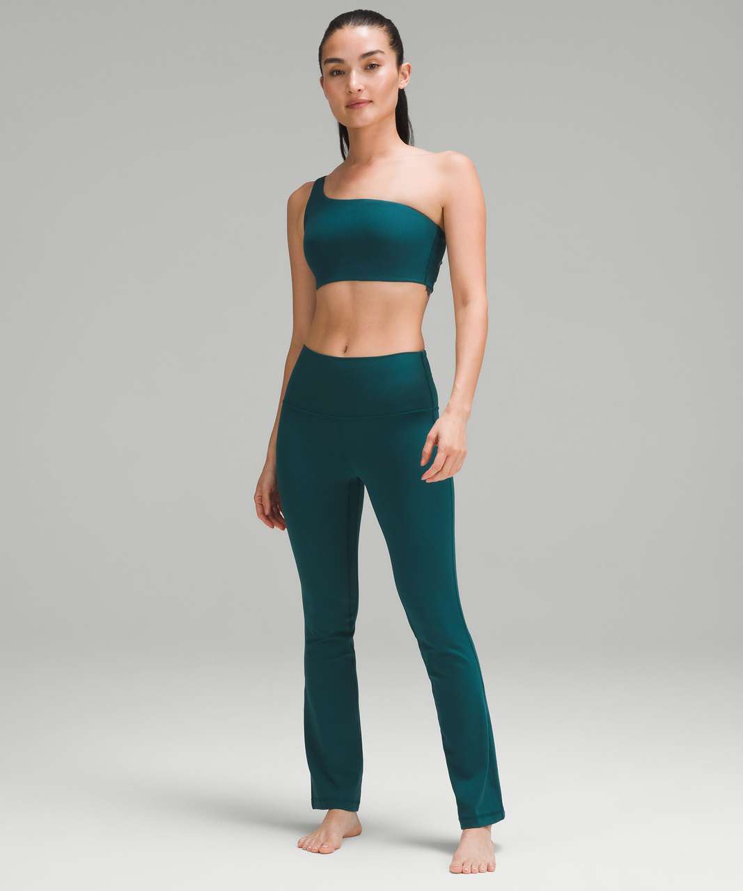 Lululemon Ribbed Nulu Asymmetrical Yoga Bra *Light Support, A/B Cup - Storm  Teal - lulu fanatics