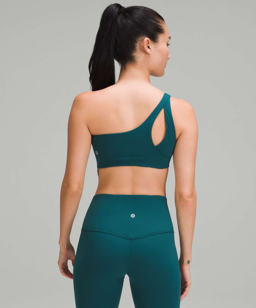 Lululemon Ribbed Nulu Asymmetrical Yoga Bra *Light Support, A/B Cup - Storm  Teal - lulu fanatics