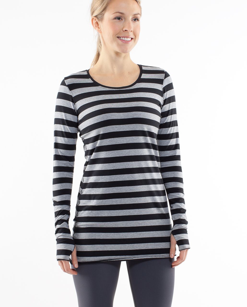 Lululemon Cabin Long Sleeve Tee II - Black Black Micro Macro Stripe /  Black