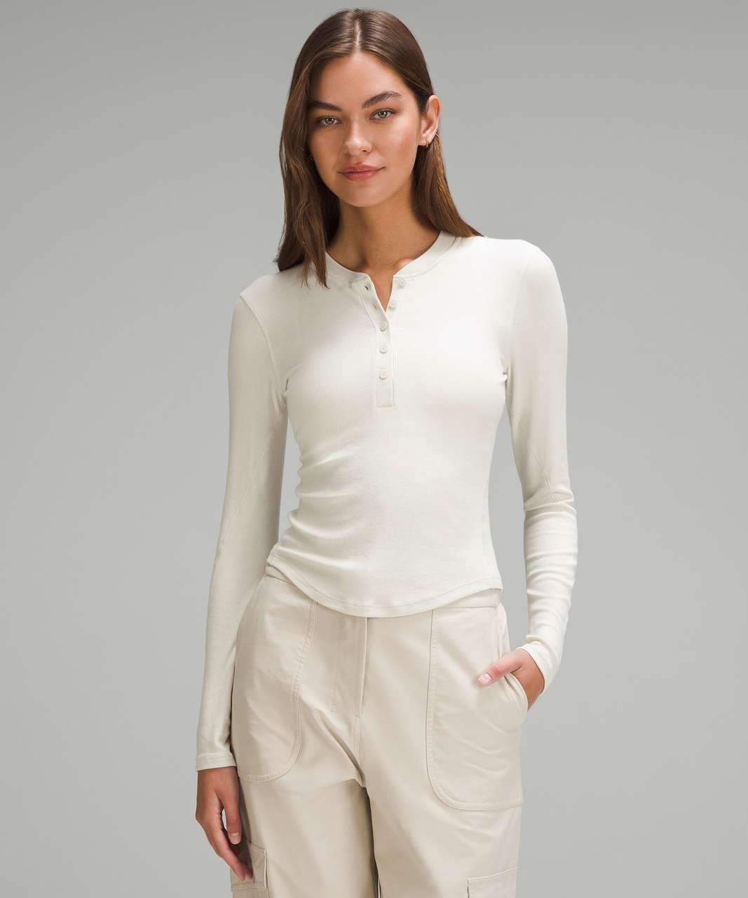 Lululemon Hold Tight Long-Sleeve Henley - Bone - lulu fanatics