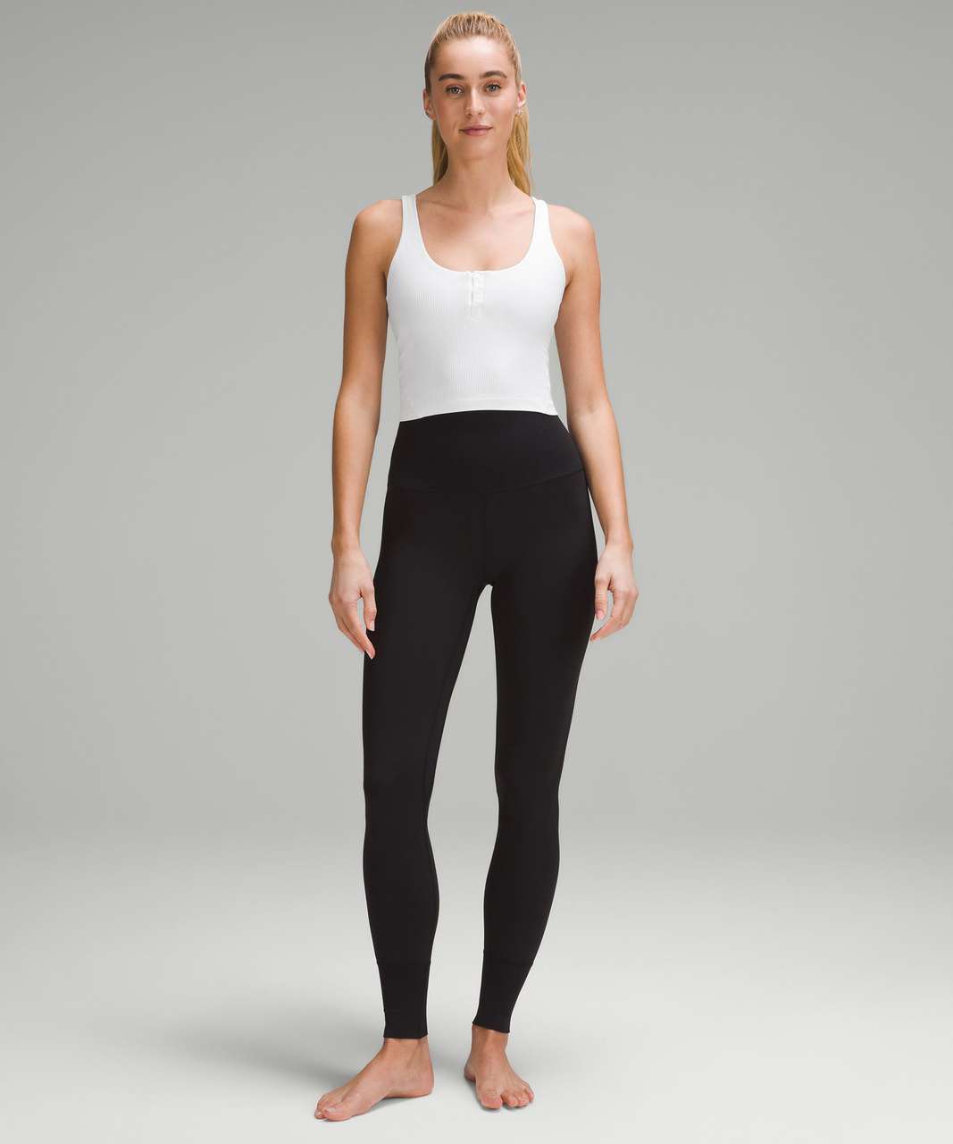 Lululemon Align Ribbed Henley Tank Top - White - lulu fanatics