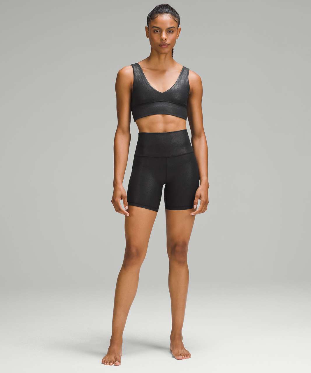 Lululemon Align Ribbed V-Neck Bra *Light Support, A/B Cup Shine - Black