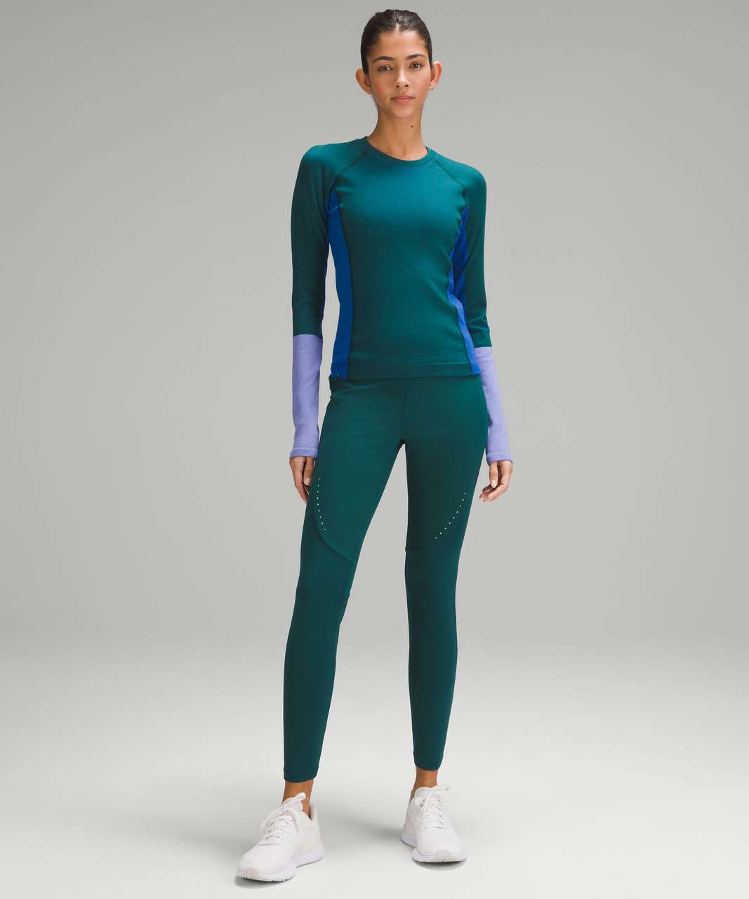 Lululemon Keep the Heat Thermal Long-Sleeve Shirt *Colourblock - Storm Teal / Blazer Blue Tone / Dark Lavender