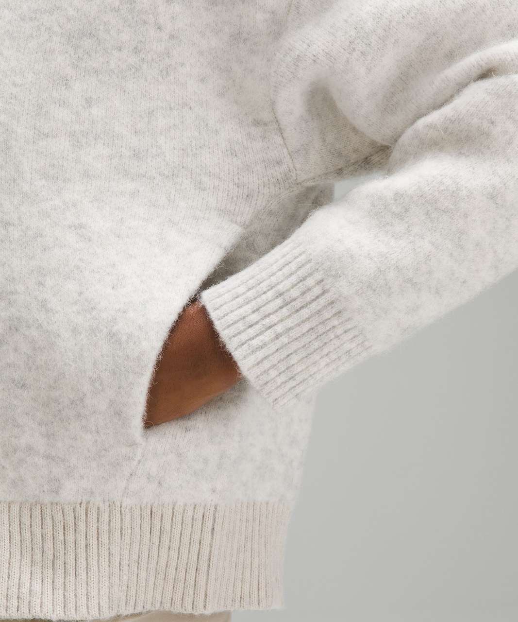 Lululemon Alpaca Wool-Blend Knit Bomber Jacket - Heathered Light Grey