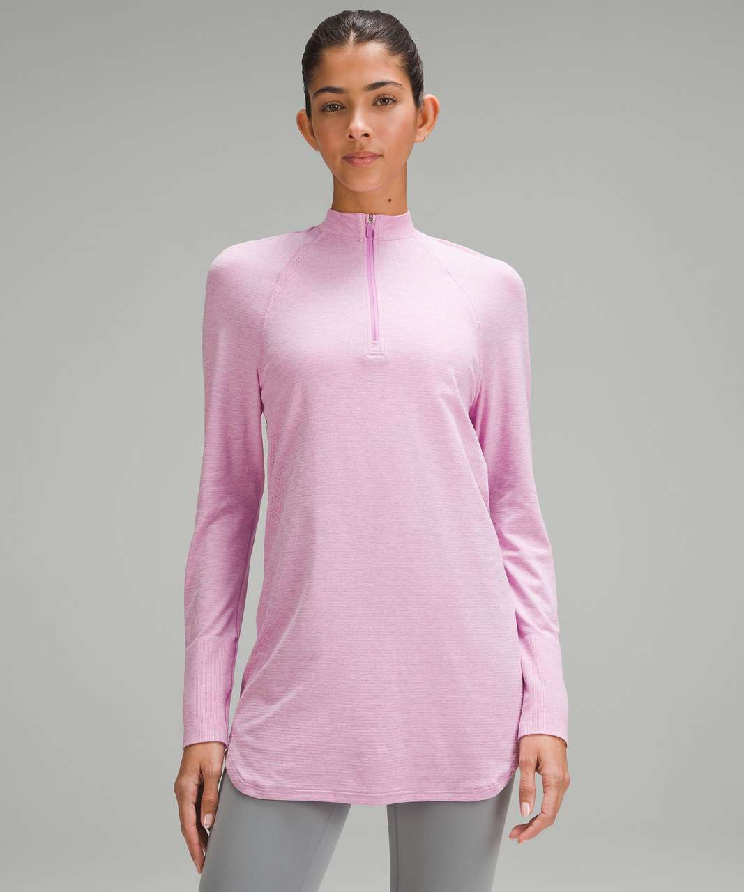 Lululemon Swiftly Relaxed Long-Length Half Zip - Dahlia Mauve / Meadowsweet Pink