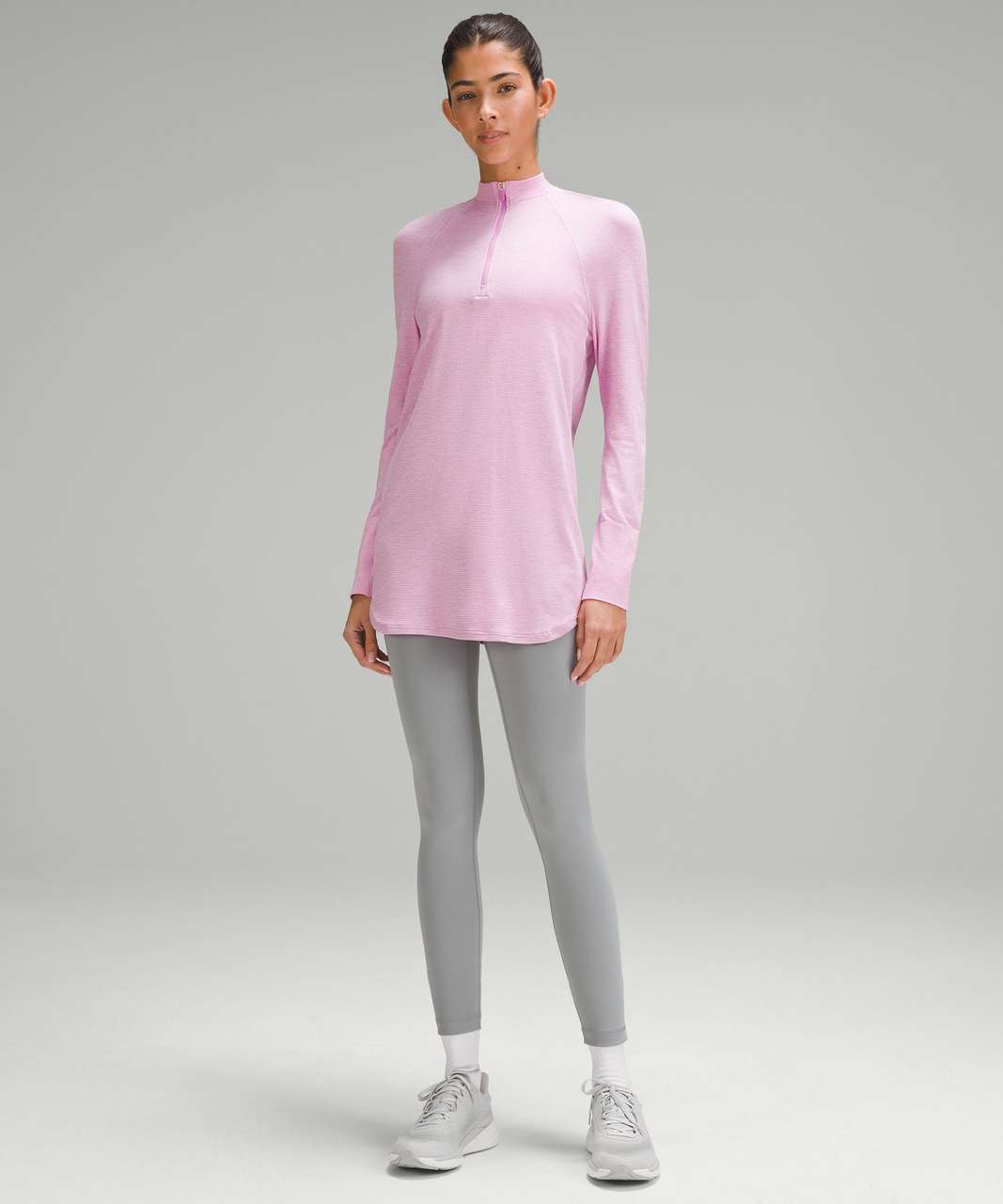 Lululemon Swiftly Relaxed Long-Length Half Zip - Dahlia Mauve / Meadowsweet Pink