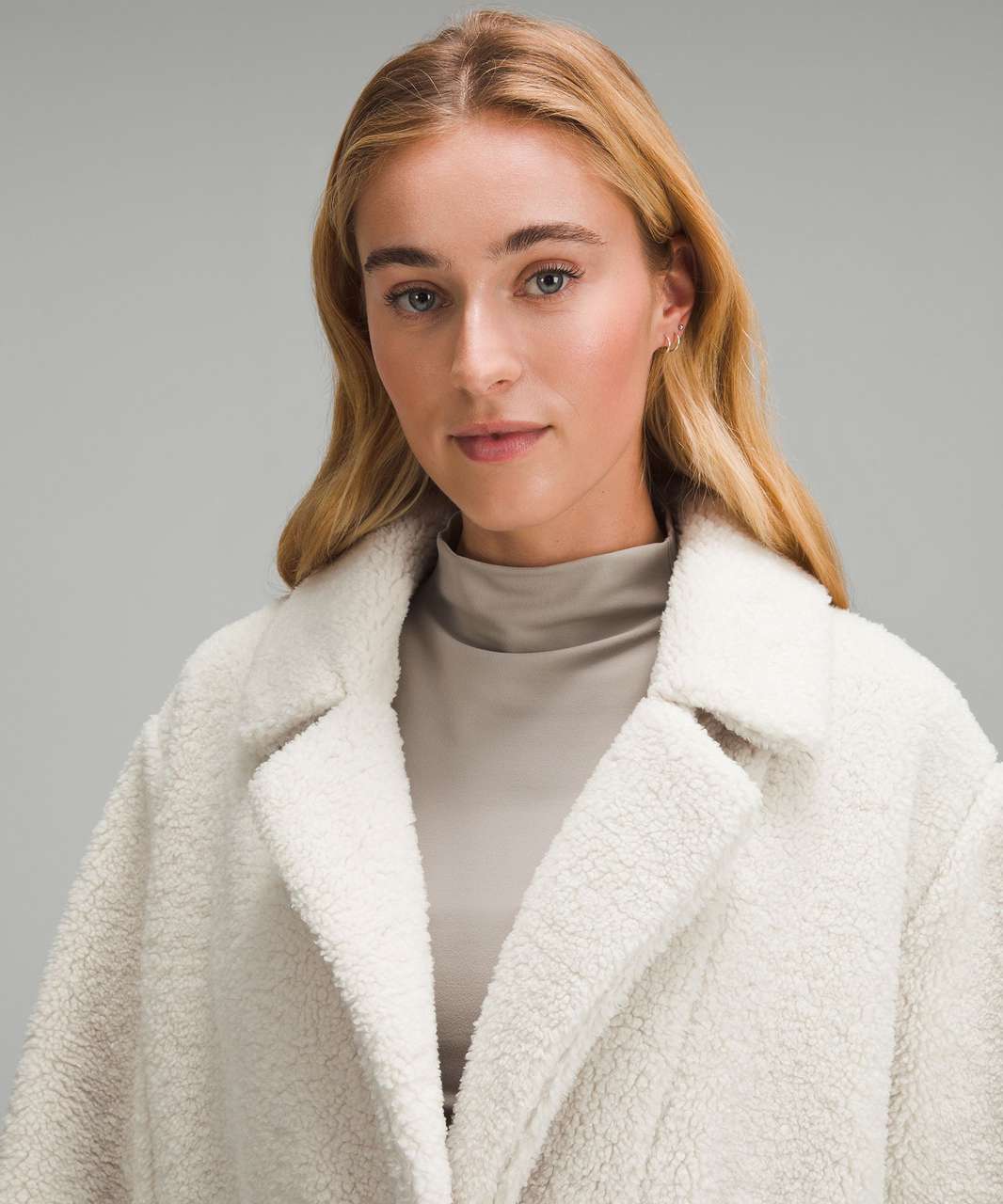 Textured Fleece Long Collared Jacket