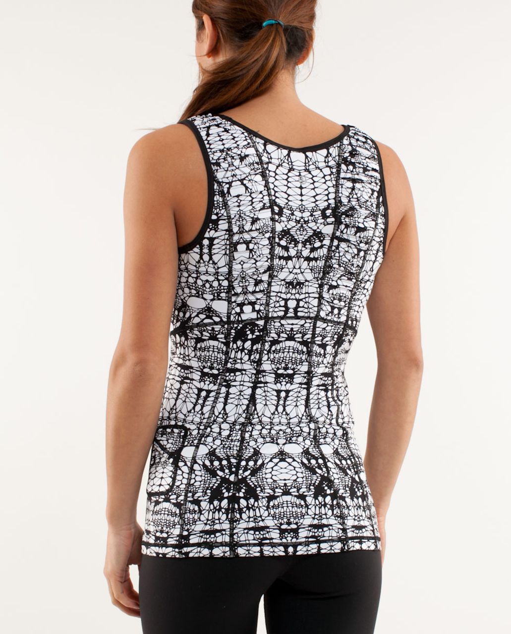 Lululemon Run:  Stay On Course Tank - Black White Glacier Lace /  Black