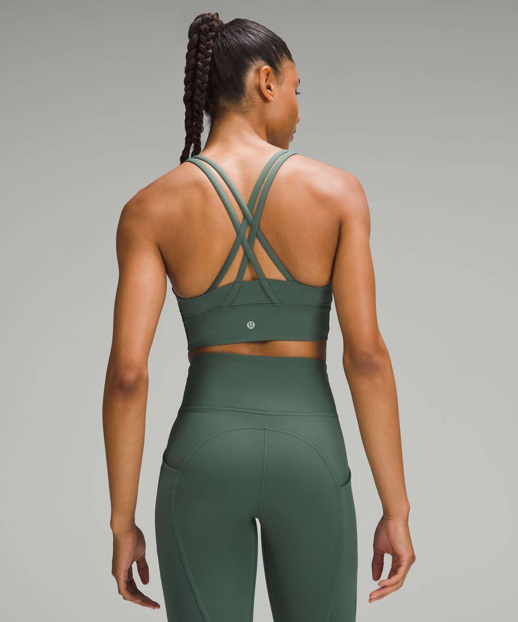 Lululemon Energy Longline Bra *Medium Support, B–D Cups - Bronze Green /  Electric Lemon - lulu fanatics