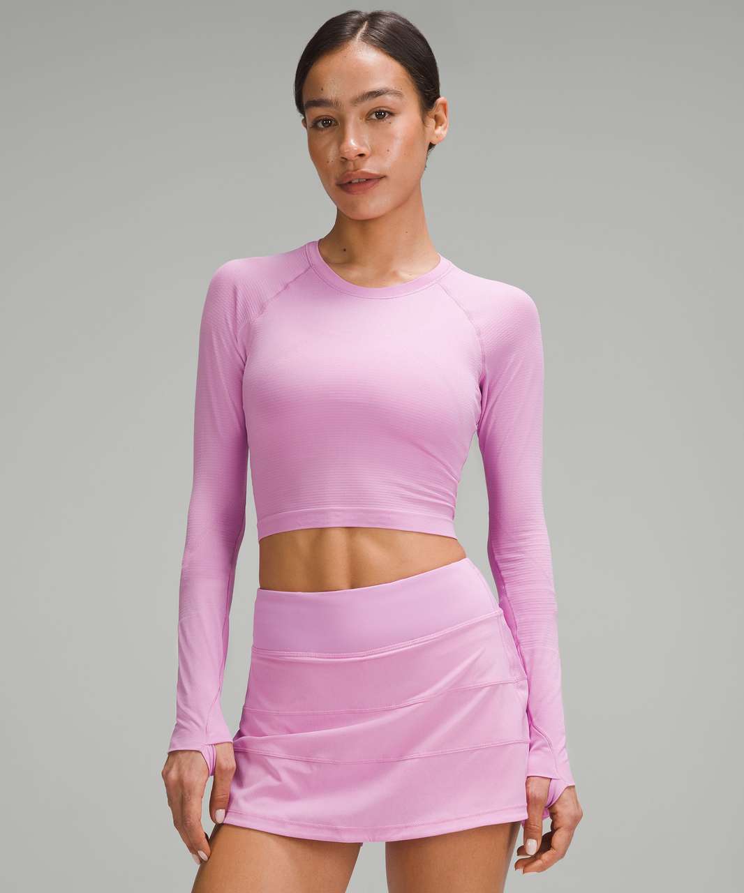 Lululemon Swiftly Tech Cropped Long-Sleeve Shirt 2.0 - Dahlia Mauve /  Dahlia Mauve - lulu fanatics