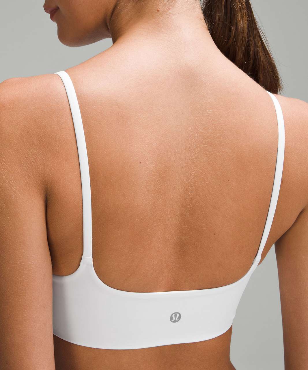 Lululemon White Thick Strap Removable Padded Sports Bra Deep V