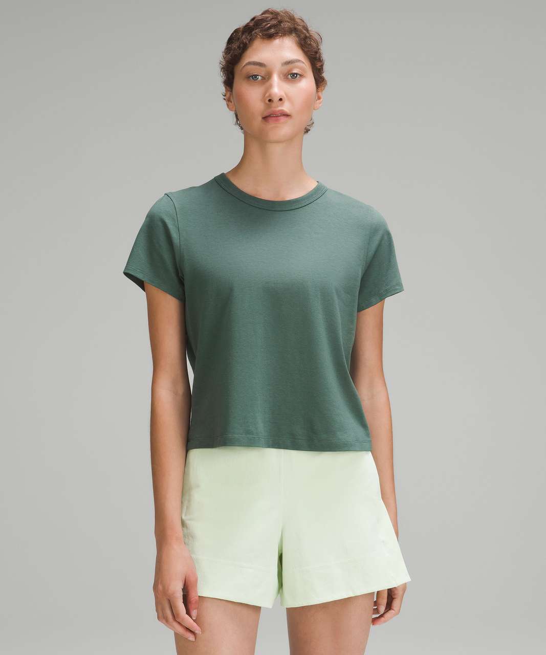 Boxy T-shirt - Forest Green Cotton