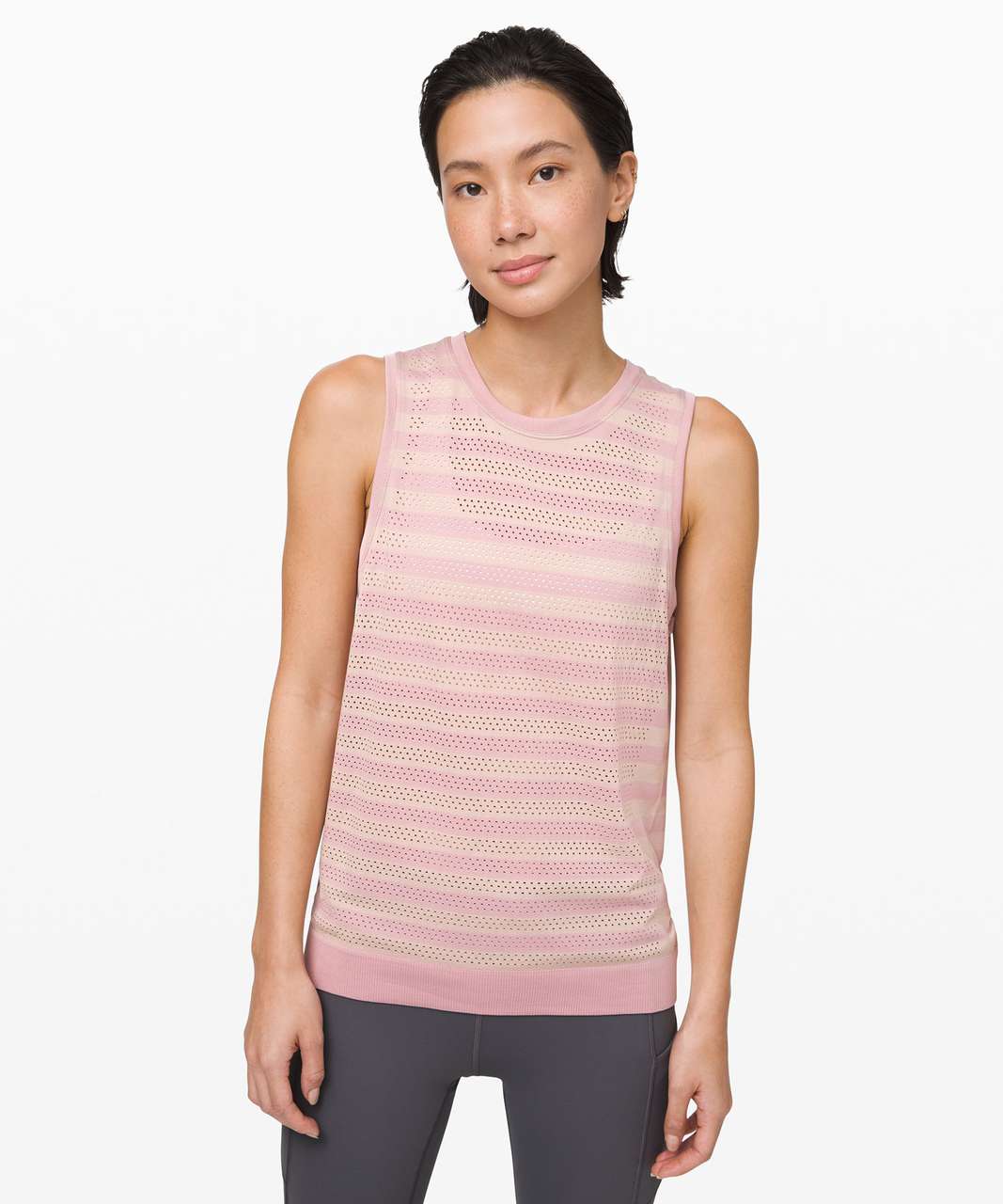 Lululemon Breeze By Tank Top *Stripe - Pink Taupe / Pink Bliss