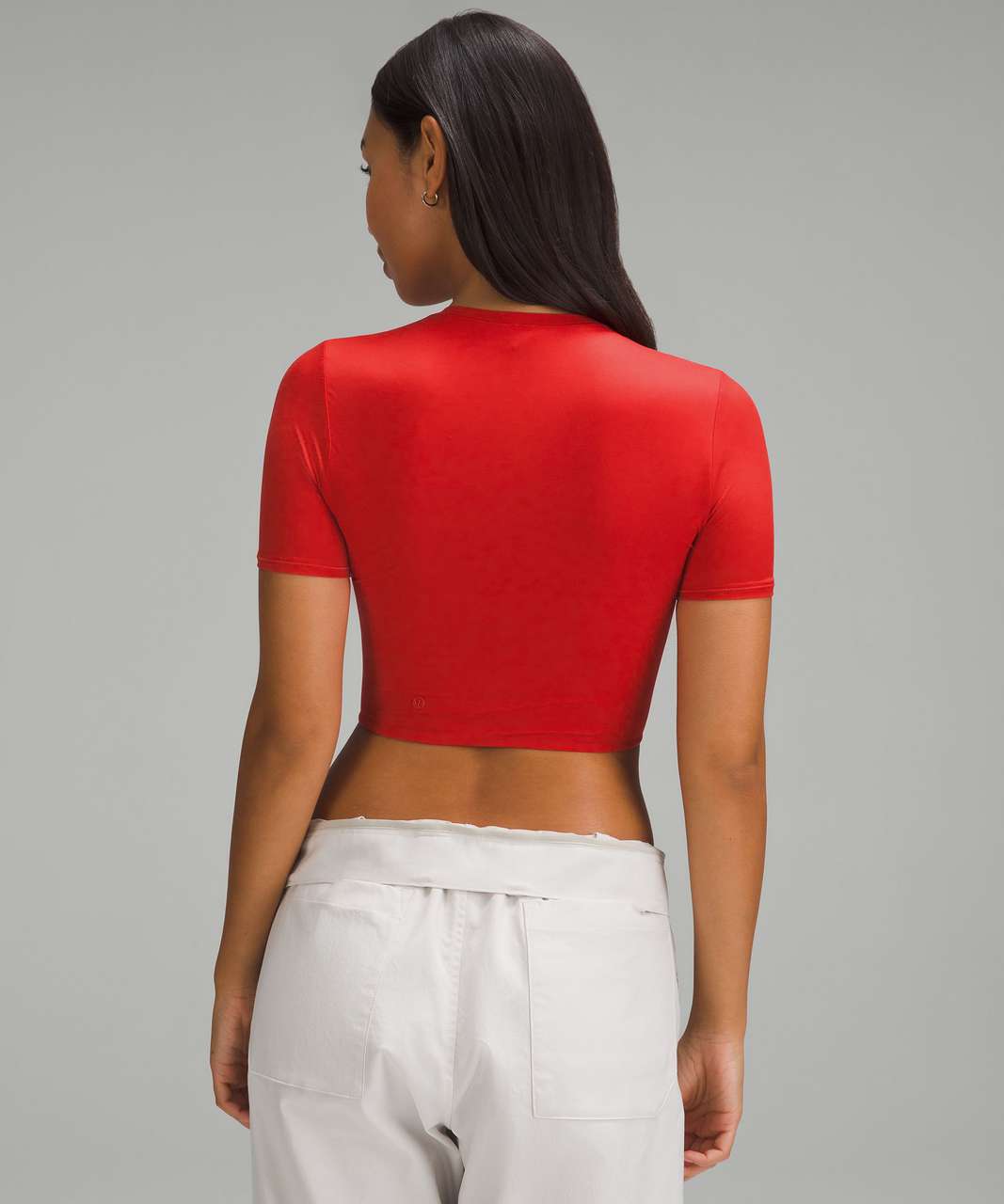 Lululemon Wundermost Ultra-Soft Nulu Crewneck Cropped T-Shirt - Grenadine Red