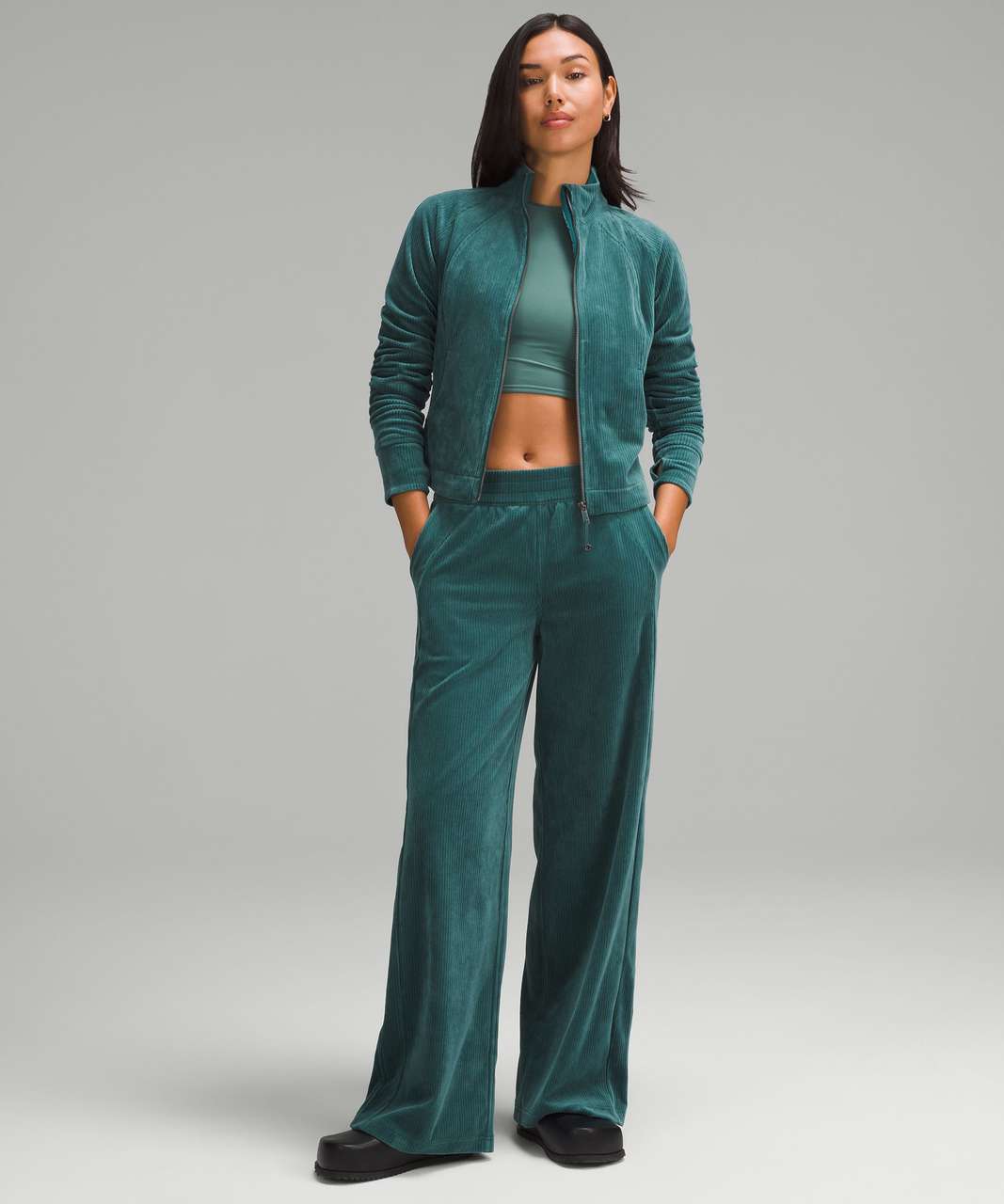 Lululemon Scuba Mid-Rise Wide-Leg Pant *Velvet Cord - Storm Teal