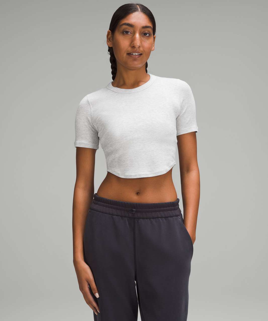 Lululemon Hold Tight Cropped T-Shirt - Heathered Core Ultra Light Grey ...