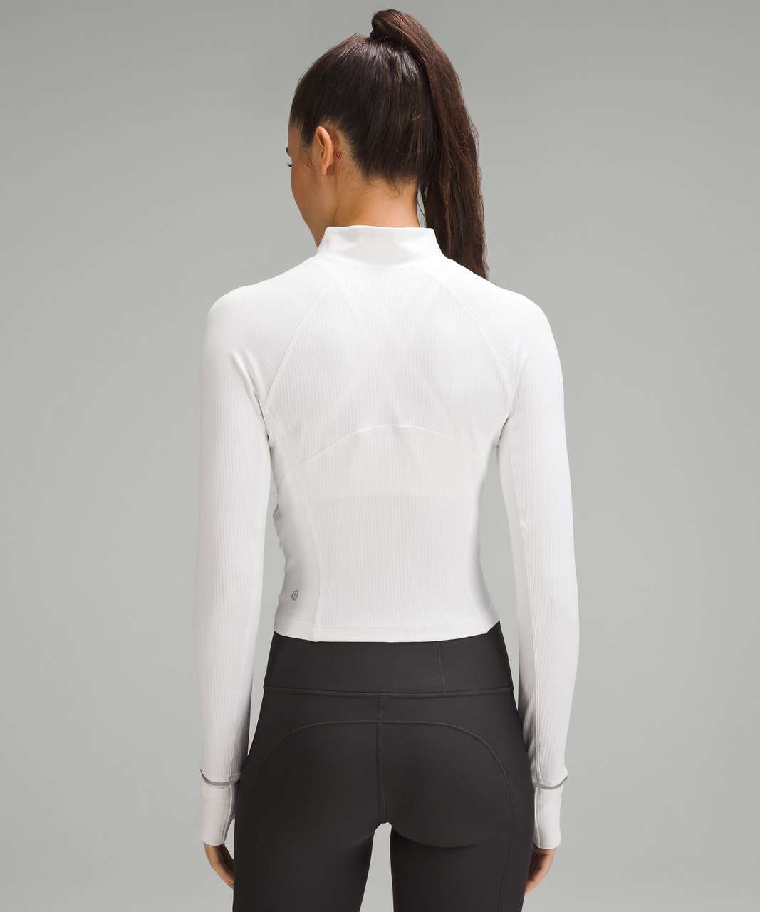 Lululemon Its Rulu Run Ribbed Cropped Half Zip - White