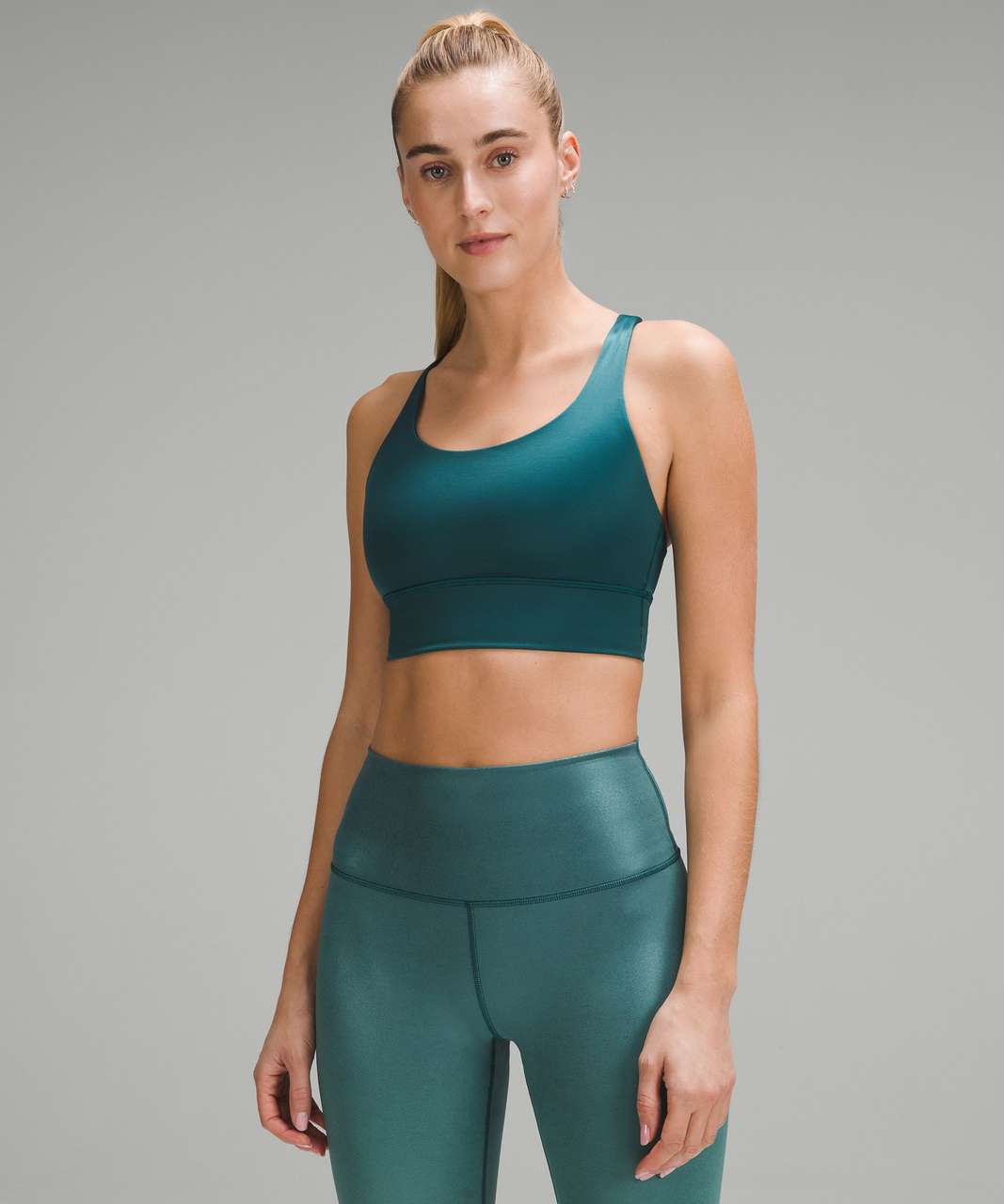 Lululemon Energy Longline Bra *Medium Support, B-D Cups Foil - Storm Teal