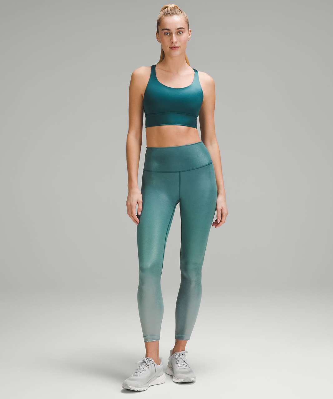 Lululemon Energy Longline Bra *Medium Support, B-D Cups Foil - Storm Teal -  lulu fanatics