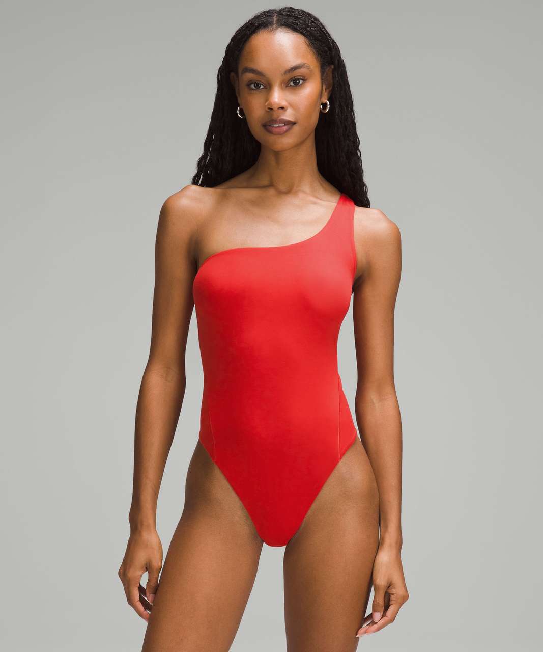 Lululemon Wundermost Ultra-Soft Nulu Asymmetrical Bodysuit - Grenadine Red