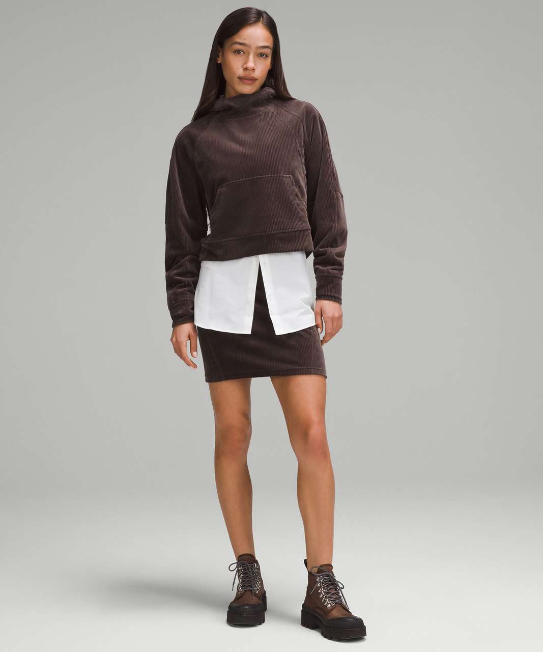 Lululemon Scuba Mid-Rise Mini Skirt *Velvet Cord - Espresso